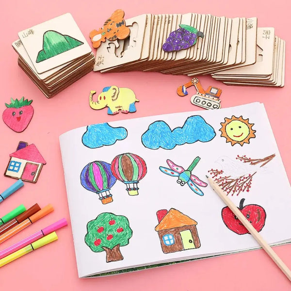 Wooden DIY Painting Stencils & Educational Craft Set of 20 pcs