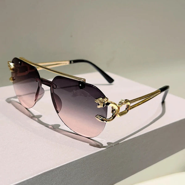 Stand Out in Style with KAMMPT Vintage Rimless Pilot Sunglasses!