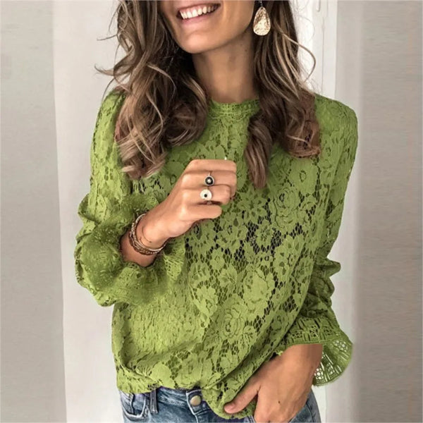 Elegant Women’s Lace Blouse O-Neck