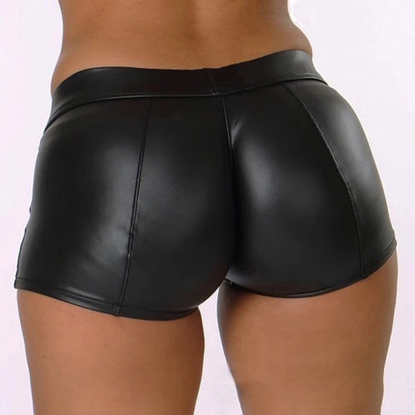 Sexy Women’s Shiny Faux PU Leather High Waist Mini Shorts Clubwear