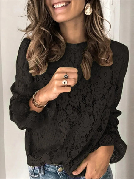 Elegant Women’s Lace Blouse O-Neck