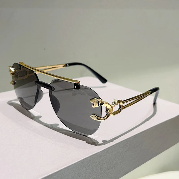 Stand Out in Style with KAMMPT Vintage Rimless Pilot Sunglasses!