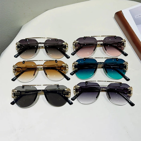 Stand Out in Style with KAMMPT Vintage Rimless Pilot Sunglasses!