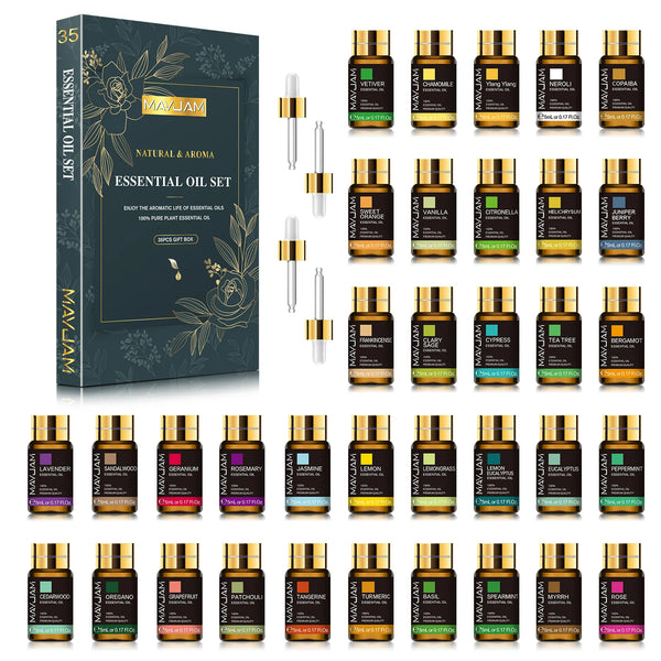 Bottles Essential Oils Set for Diffuser Candle & DIY, 35 Bottles