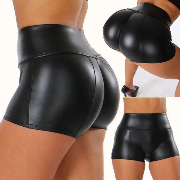 Sexy Women’s Shiny Faux PU Leather High Waist Mini Shorts Clubwear