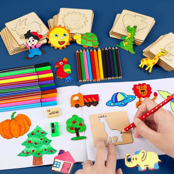 Wooden DIY Painting Stencils & Educational Craft Set of 20 pcs