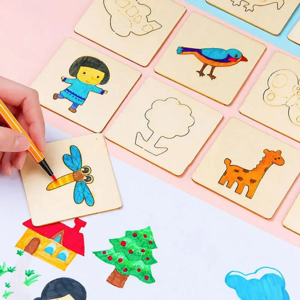 Wooden DIY Painting Stencils & Educational Craft Set of 20 pcs