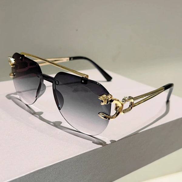 Stand Out in Style with KAMMPT Vintage Rimless Pilot Sunglasses!