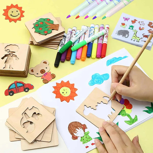 Wooden DIY Painting Stencils & Educational Craft Set of 20 pcs