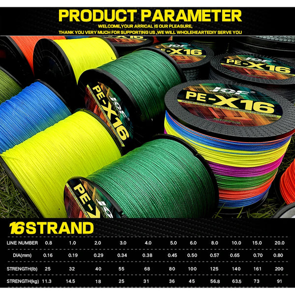 Braided Fishing Line, 16-Strand PE