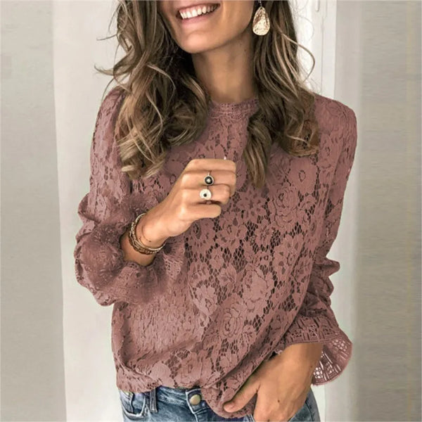 Elegant Women’s Lace Blouse O-Neck