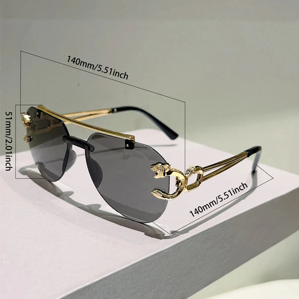 Stand Out in Style with KAMMPT Vintage Rimless Pilot Sunglasses!
