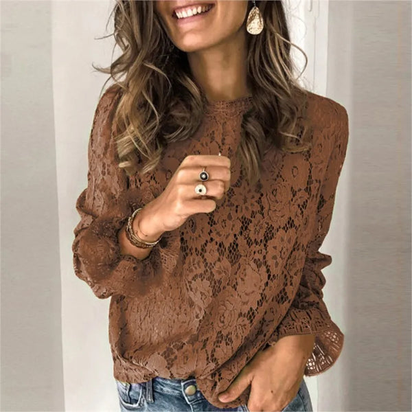 Elegant Women’s Lace Blouse O-Neck