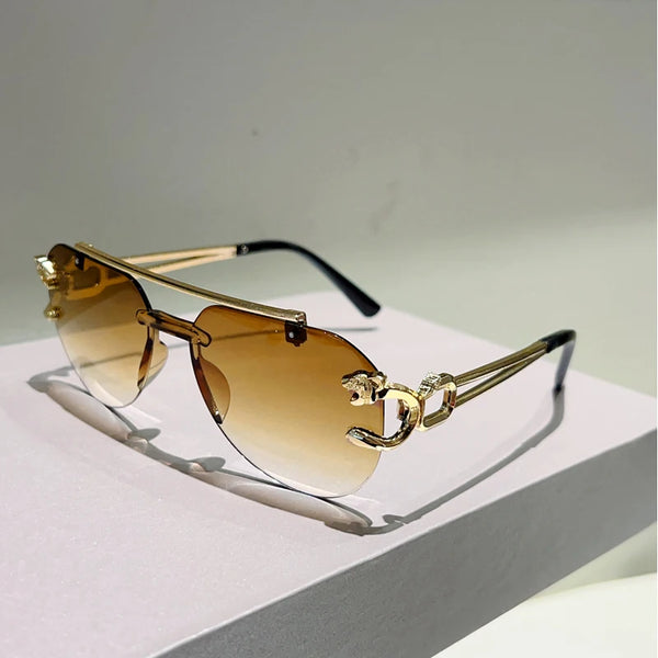 Stand Out in Style with KAMMPT Vintage Rimless Pilot Sunglasses!