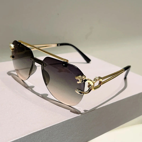 Stand Out in Style with KAMMPT Vintage Rimless Pilot Sunglasses!