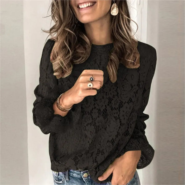 Elegant Women’s Lace Blouse O-Neck