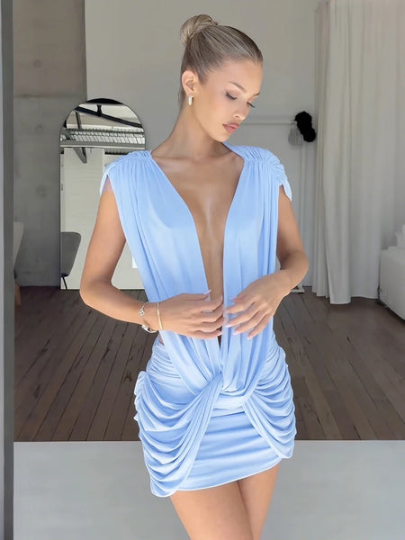 Steal the Spotlight in This Sexy Deep V-Neck Bodycon Dress!